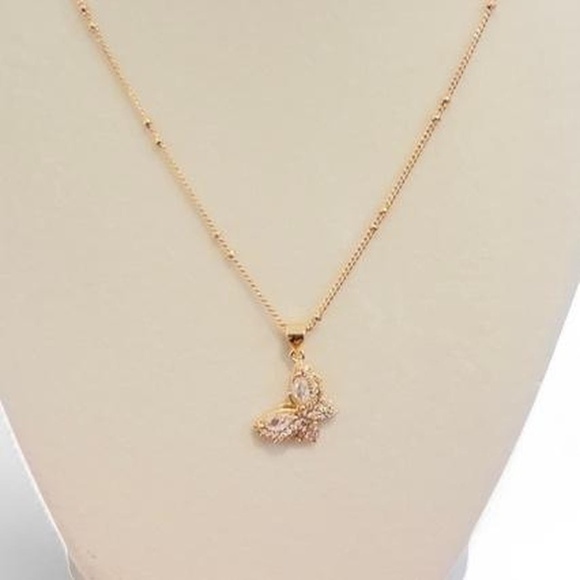 Pretty Bird Jewelry Jewelry - 18K Rose Gold Plated Butterfly Pendant & Chain (NWOT)